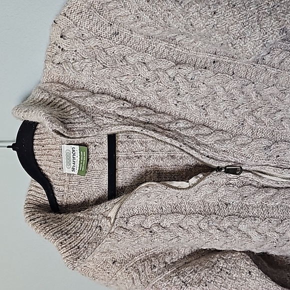 Shannon woolen mills 100% pure new wool Chunky Knit Zip Up Jacket Large - Picture 7 of 9